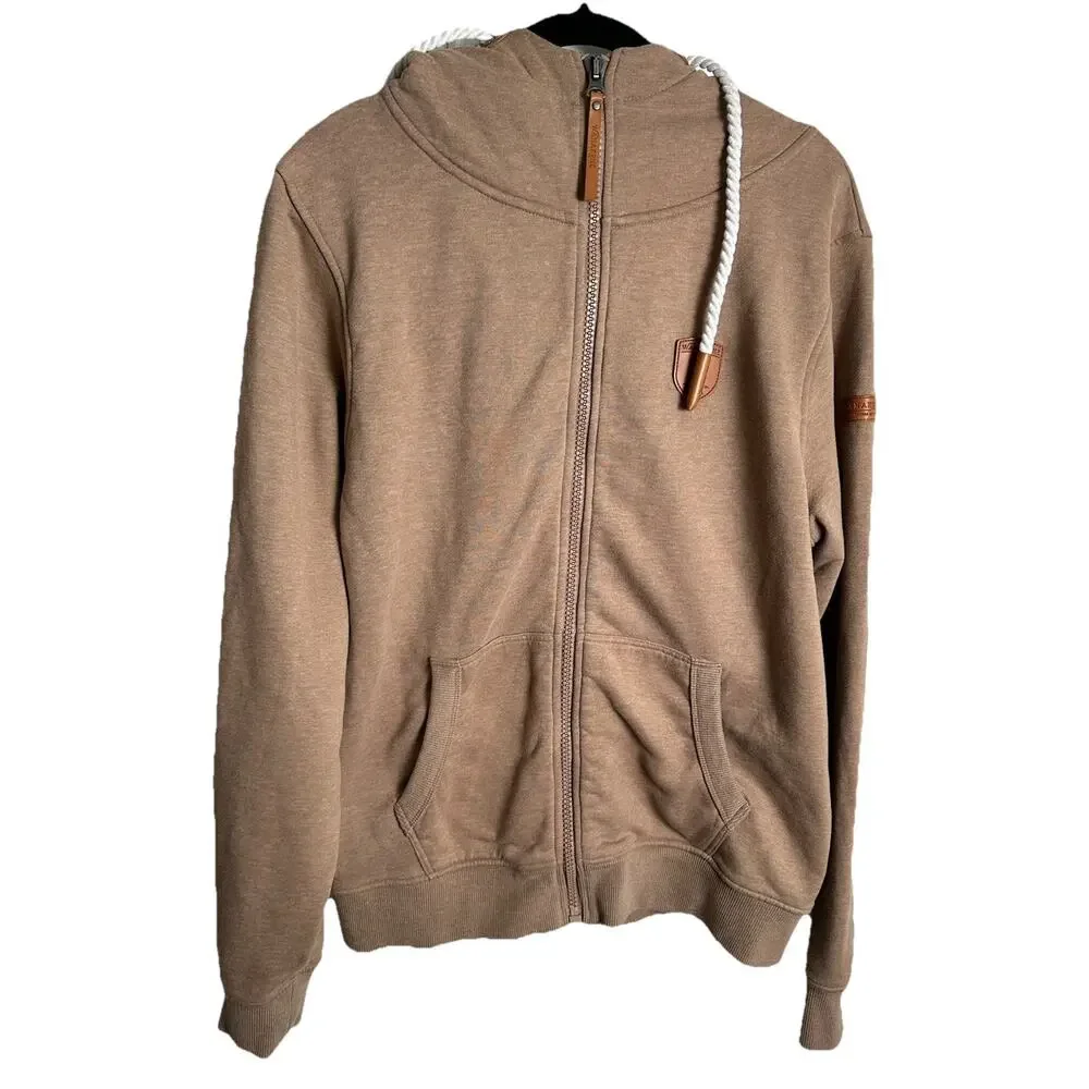Naketano Women's Full-Zip Hoodie Sweatshirt Walk On The Wild Side M Brown - Picture 2 of 12